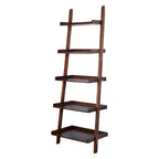 5-Tier Ladder Shelf Bookcase with Solid Wood Legs and Cantilever Design