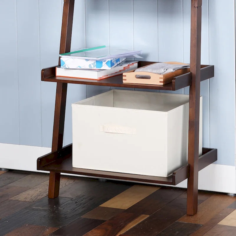 5-Tier Ladder Shelf Bookcase with Solid Wood Legs and Cantilever Design