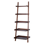 5-Tier Ladder Shelf Bookcase with Solid Wood Legs and Cantilever Design