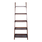 5-Tier Ladder Shelf Bookcase with Solid Wood Legs and Cantilever Design