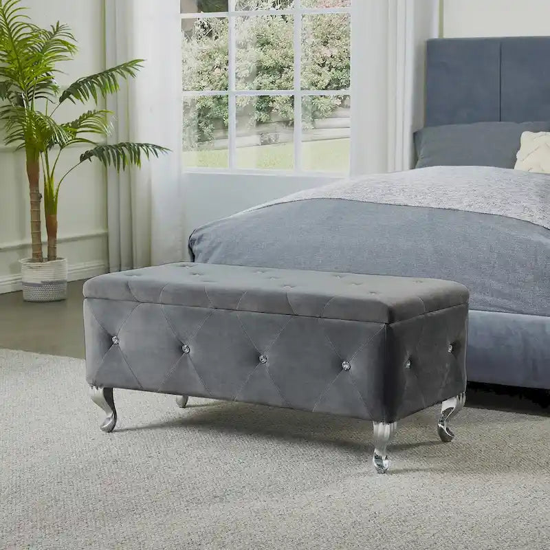 Upholstered Storage Bench For Bedroom Living Room Entryway