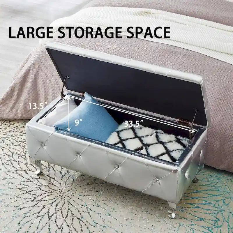 Upholstered Storage Bench For Bedroom Living Room Entryway