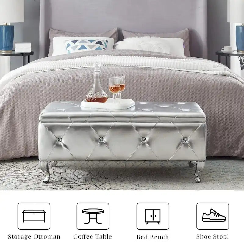 Upholstered Storage Bench For Bedroom Living Room Entryway