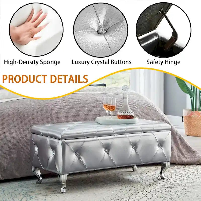 Upholstered Storage Bench For Bedroom Living Room Entryway