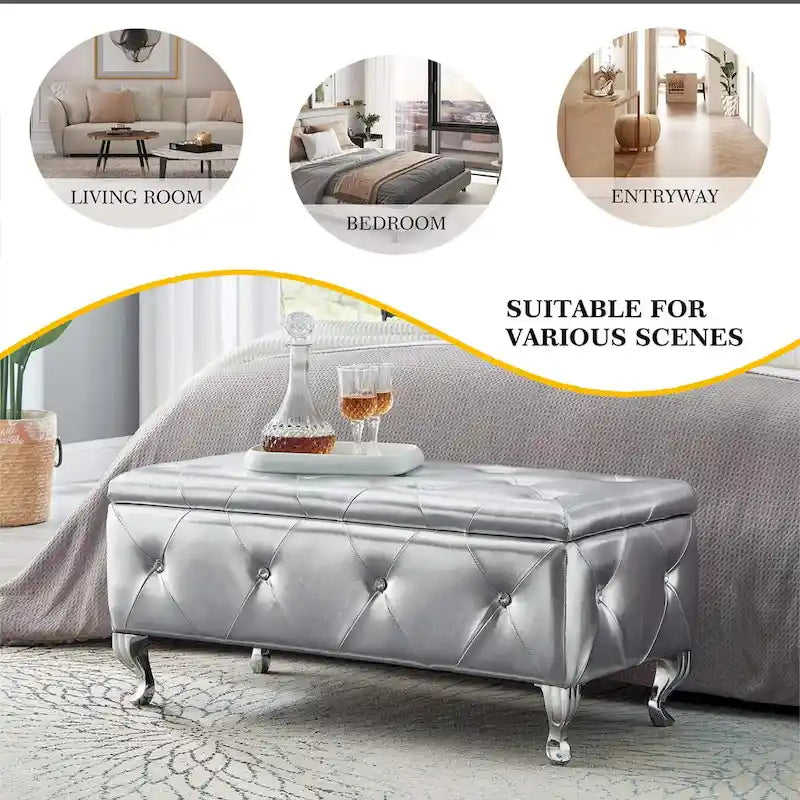 Upholstered Storage Bench For Bedroom Living Room Entryway