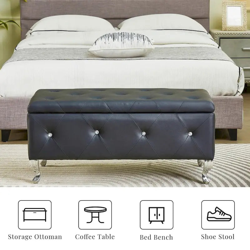 Upholstered Storage Bench For Bedroom Living Room Entryway