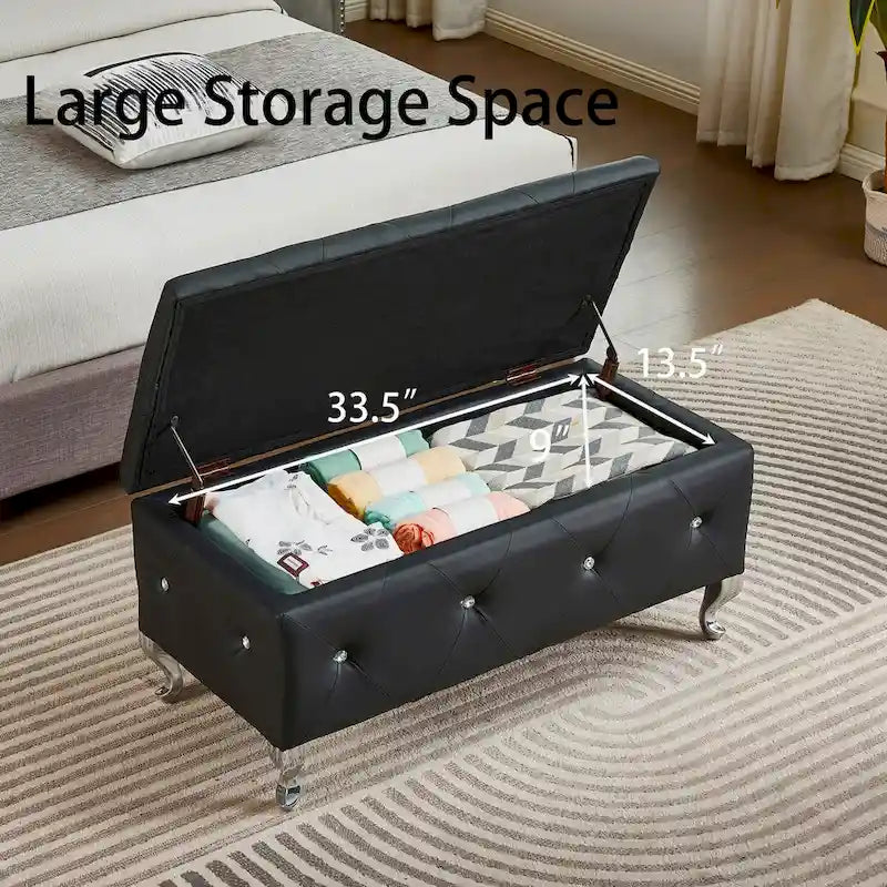 Upholstered Storage Bench For Bedroom Living Room Entryway