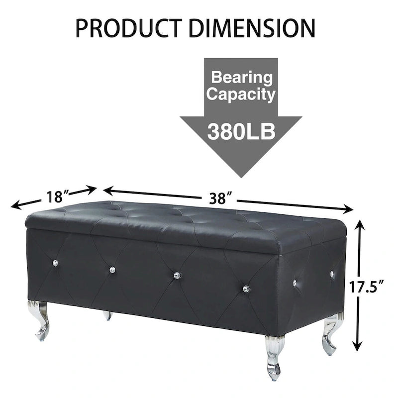 Upholstered Storage Bench For Bedroom Living Room Entryway