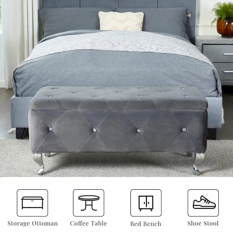 Upholstered Storage Bench For Bedroom Living Room Entryway