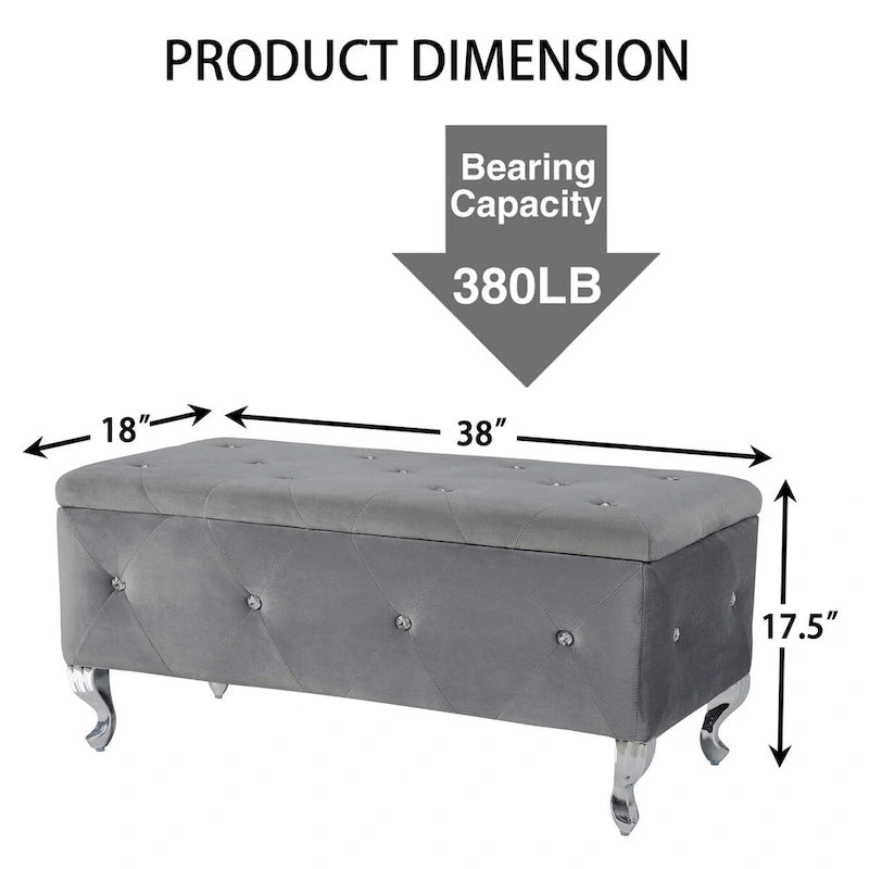 Upholstered Storage Bench For Bedroom Living Room Entryway
