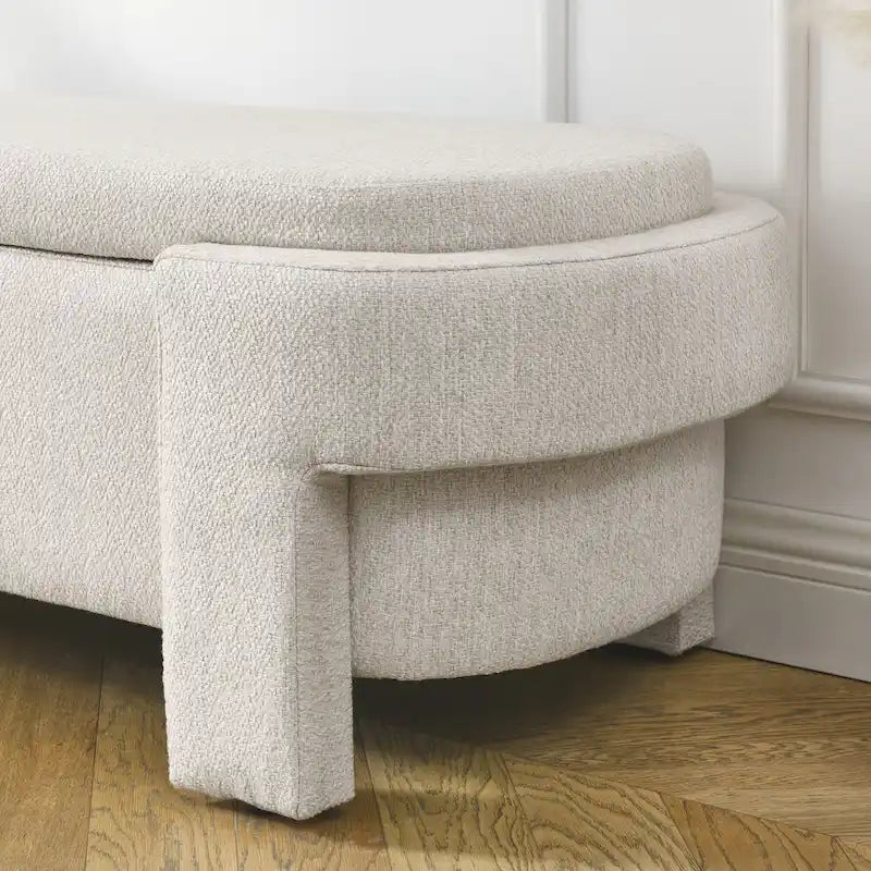 Linen Fabric Upholstered Bench with Large Storage Space for the Living Room, Entryway and Bedroom( 51.5x20.5x17 )