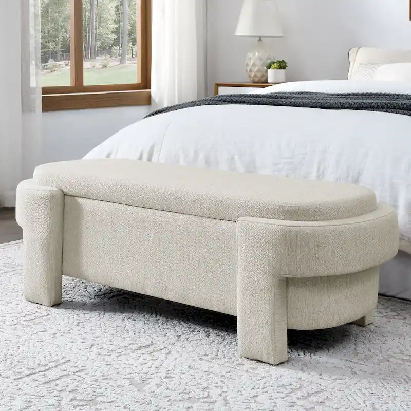 Linen Fabric Upholstered Bench with Large Storage Space for the Living Room, Entryway and Bedroom( 51.5x20.5x17 )