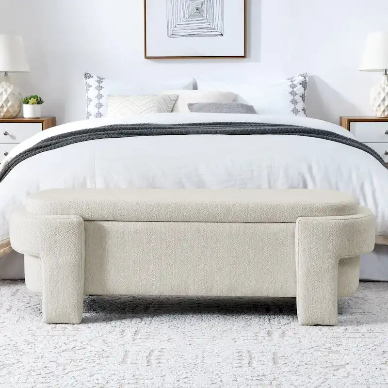 Linen Fabric Upholstered Bench with Large Storage Space for the Living Room, Entryway and Bedroom( 51.5x20.5x17 )