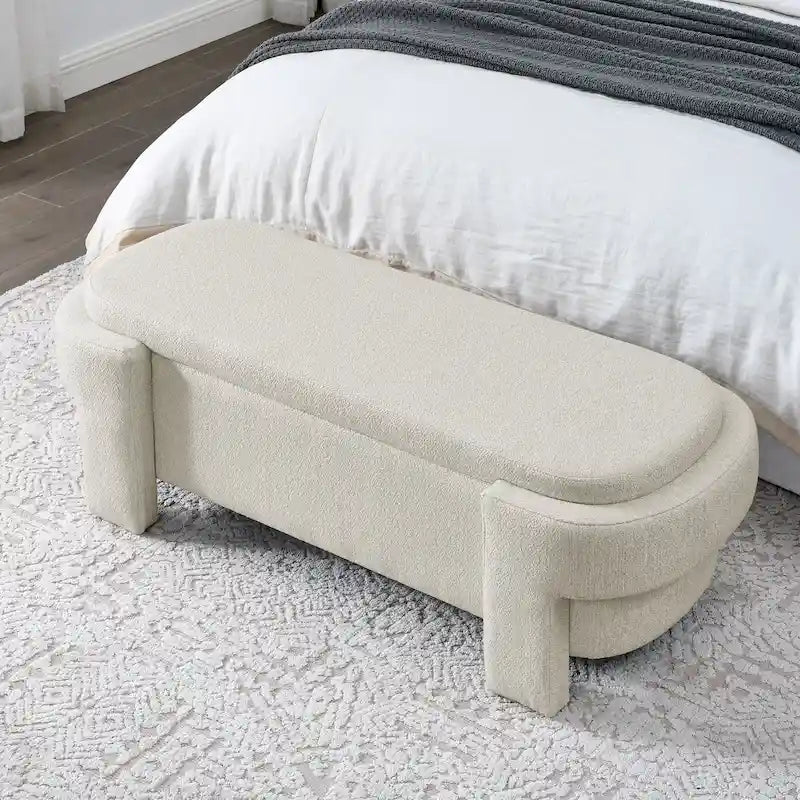 Linen Fabric Upholstered Bench with Large Storage Space for the Living Room, Entryway and Bedroom( 51.5x20.5x17 )