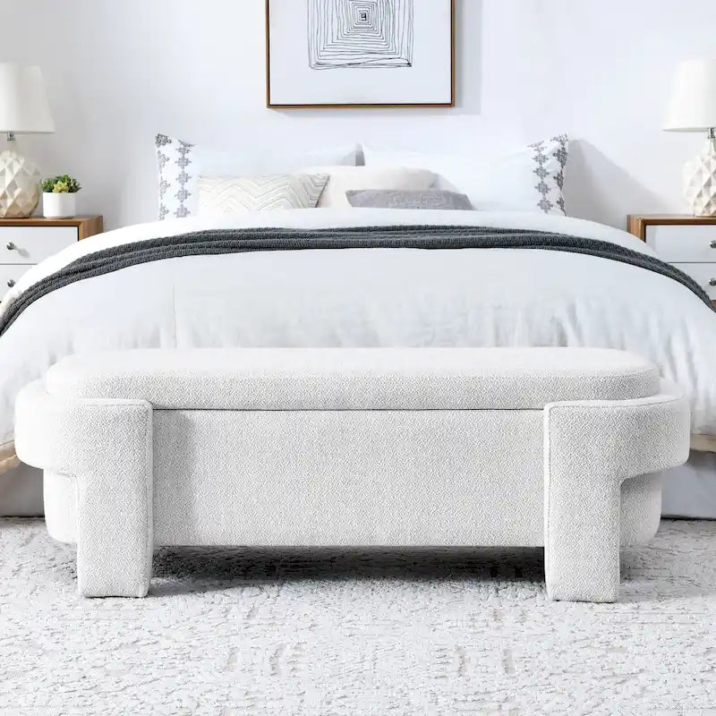 Linen Fabric Upholstered Bench with Large Storage Space for the Living Room, Entryway and Bedroom( 51.5x20.5x17 )