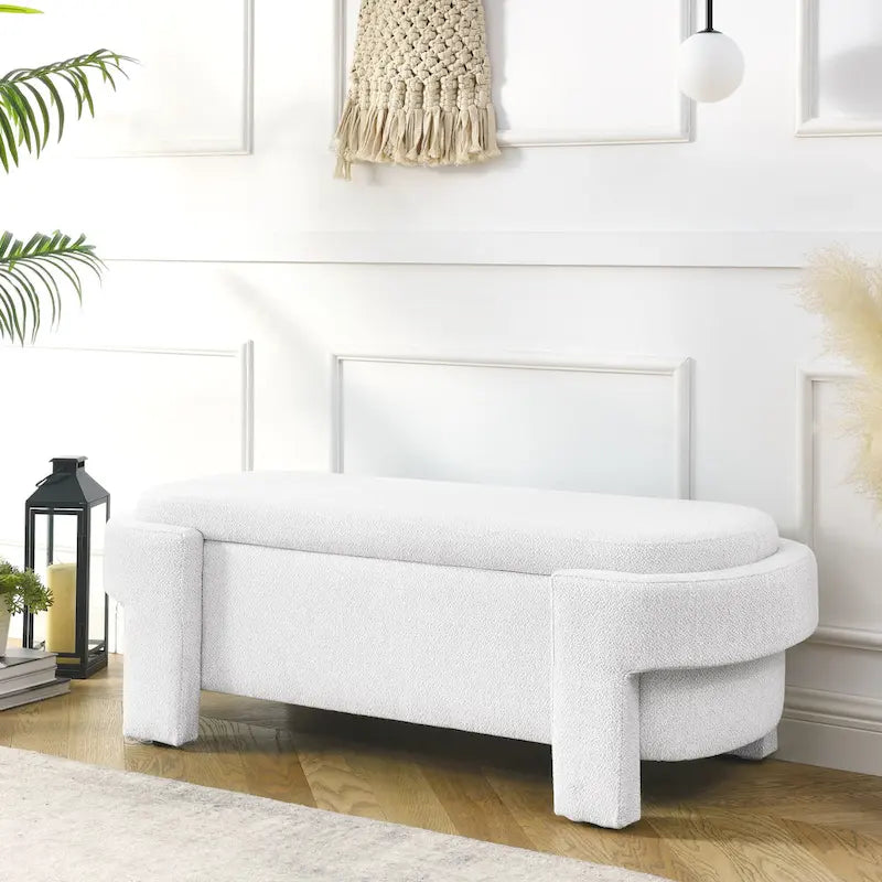 Linen Fabric Upholstered Bench with Large Storage Space for the Living Room, Entryway and Bedroom( 51.5x20.5x17 )