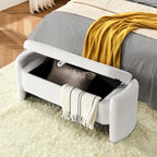 Oval Ottoman Storage Bench Chenille Fabric Bench with Large Storage Space for the Living Room, Entryway and Bedroom