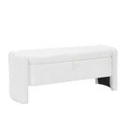 Oval Ottoman Storage Bench Chenille Fabric Bench with Large Storage Space for the Living Room, Entryway and Bedroom
