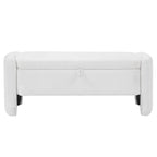 Oval Ottoman Storage Bench Chenille Fabric Bench with Large Storage Space for the Living Room, Entryway and Bedroom