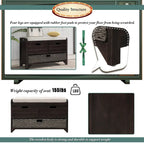 Wood Storage Bench with 2 Woven Baskets and 2 Drawers Acacia Frame