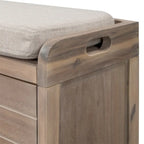 Wood Storage Bench with 2 Woven Baskets and 2 Drawers Acacia Frame