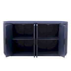 Vertical Striped Door Storage Cabinet with Metal Handles, Adjustable, Suitable for Study, Entryway and Living Room