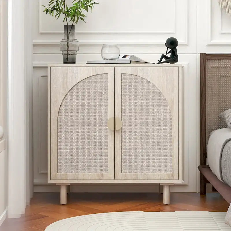 2 Doors Wood Pantry Organizer with Adjustable Laminates, Storage Cabinet for Bedroom, Living Room, Kitchen