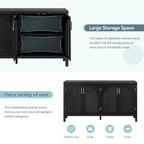 Sideboard with Artificial Rattan Door and Metal Handles - 47.2L x 11.8W x 31.5H