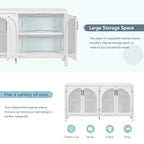 Sideboard with Artificial Rattan Door and Metal Handles - 47.2L x 11.8W x 31.5H