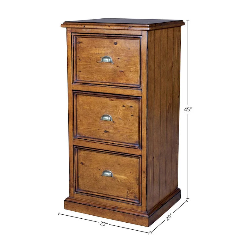 23 Wide 3-Drawer Reclaimed Pine File Cabinet