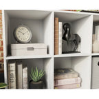 6-Cube Organizer Bookshelf with Storage White and Black Metal Base