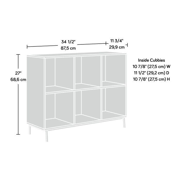 6-Cube Organizer Bookshelf with Storage White and Black Metal Base