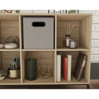 6-Cube Organizer Bookshelf with Storage White and Black Metal Base