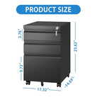 3 Drawer Mobile Metal Filing Cabinets with Lock for Home Office,Letters/Legal/A4