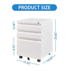 3 Drawer Mobile Metal Filing Cabinets with Lock for Home Office,Letters/Legal/A4