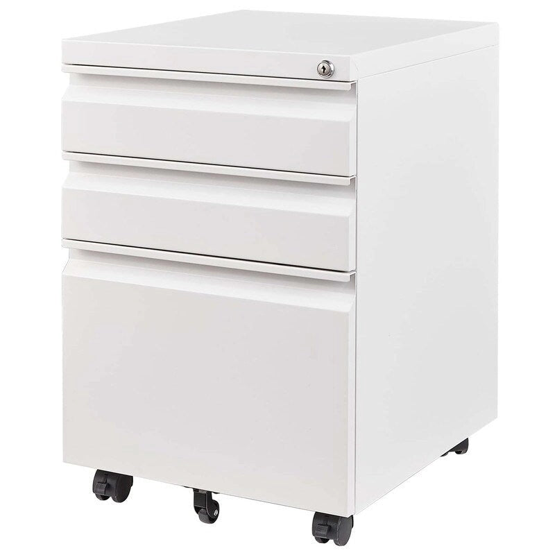 3 Drawer Mobile Metal Filing Cabinets with Lock for Home Office,Letters/Legal/A4