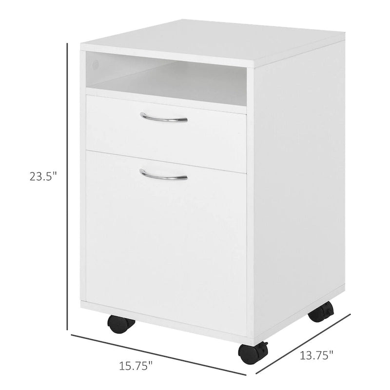 Modern Mobile Storage Cabinet with 1 Shelf,1 Drawer and 1Cabinet,Printer Stand with Castors