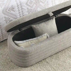Storage Ottoman Bench Upholstered Storage Bench End of Bed Stool w/Safety Hinge
