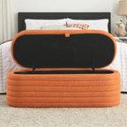 Storage Ottoman Bench Upholstered Storage Bench End of Bed Stool w/Safety Hinge