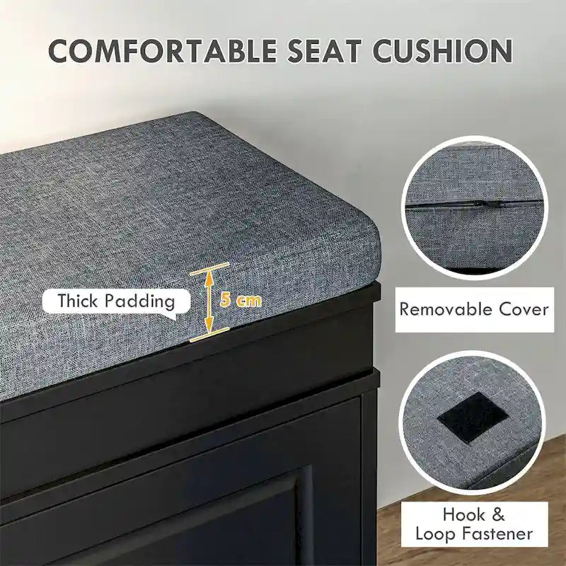 Modern Shoe Rack Bench for Entryway,Storage Organizer with Cushion