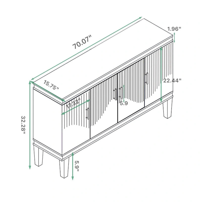 4-Door Storage Cabinet for Living Room, Kitchen, or Bedroom