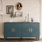 4-Door Storage Cabinet with Adjustable Shelves and Zinc Alloy Pulls