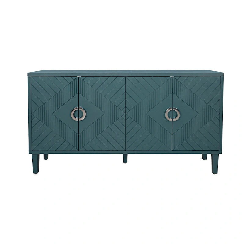4-Door Storage Cabinet with Adjustable Shelves and Zinc Alloy Pulls