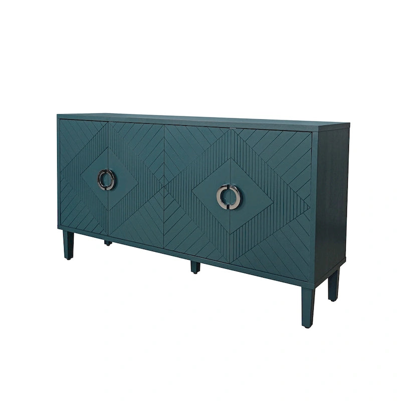 4-Door Storage Cabinet with Adjustable Shelves and Zinc Alloy Pulls