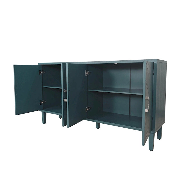 4-Door Storage Cabinet with Adjustable Shelves and Zinc Alloy Pulls
