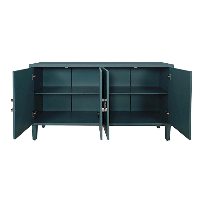 4-Door Storage Cabinet with Adjustable Shelves and Zinc Alloy Pulls