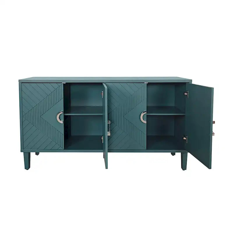 4-Door Storage Cabinet with Adjustable Shelves and Zinc Alloy Pulls