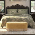 48.5 Upholstered Tufted Oval Storage Bench with Bullion Fringe
