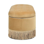 48.5 Upholstered Tufted Oval Storage Bench with Bullion Fringe