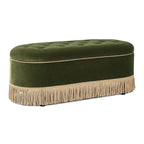 48.5 Upholstered Tufted Oval Storage Bench with Bullion Fringe